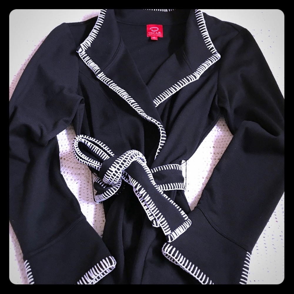 Oscar de la Renta Black Jacket w/White Stitching